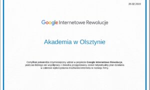 Certyfikat Google dla Akademii w Olsztynie